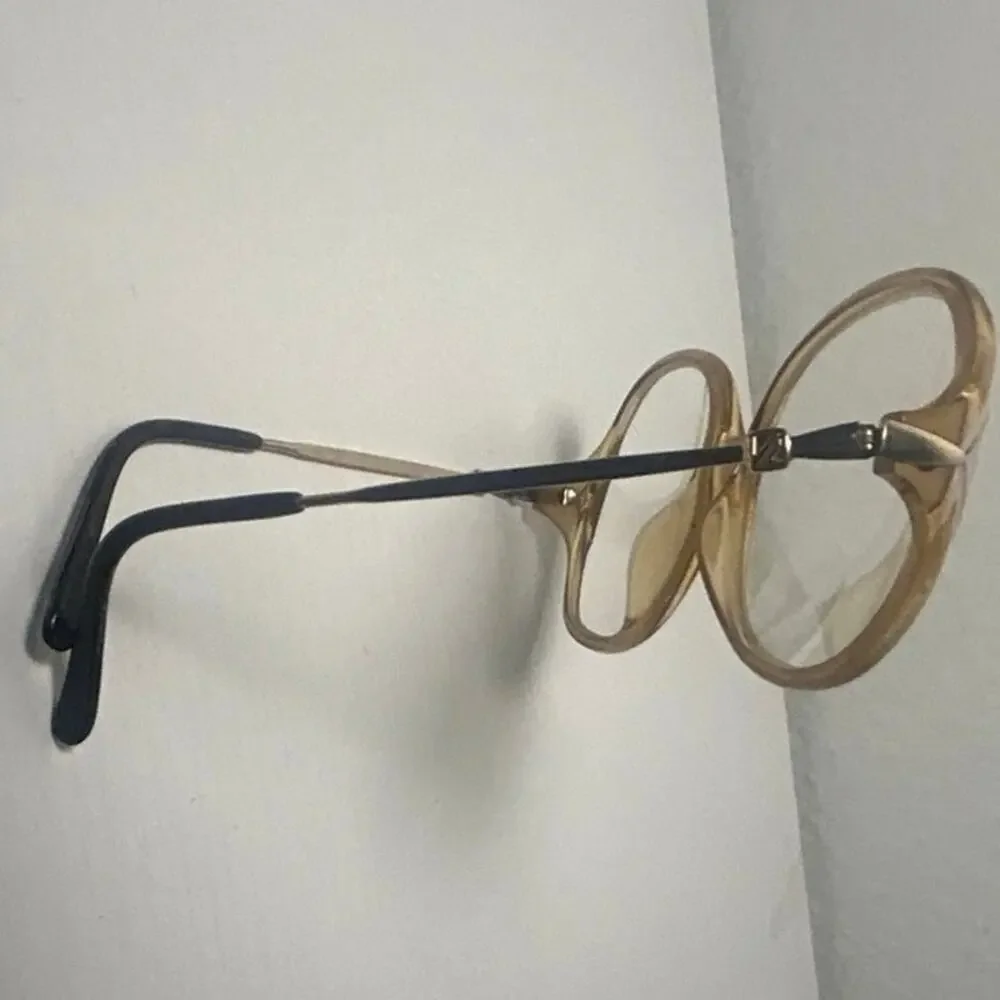 Vtg Optyl Vienna Frame Model 80 Translucent Amber/Lavender Oversized 80’s